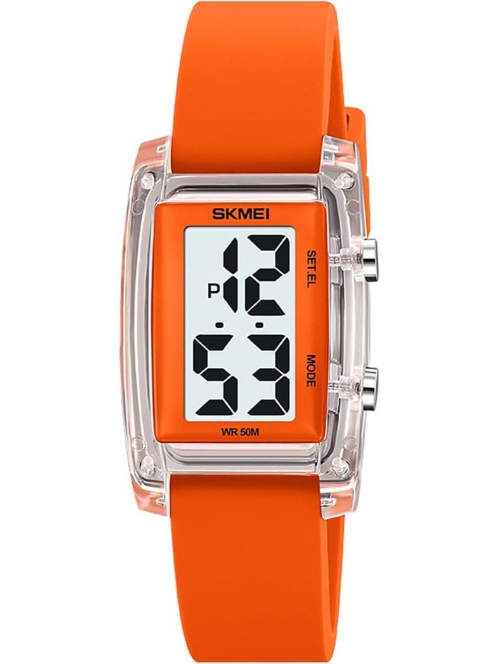 Unisex Orange Digital Big Numbers LED Sport Casual Silicone Strap Wrist Watch